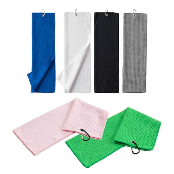 Cheers.US Tri-fold Golf Towel Microfiber Fabric Golf Towels Waffle Pattern Towels for Golf Bags with Clip Towel Cleaning Tool for Golf Lover Men Women and Children