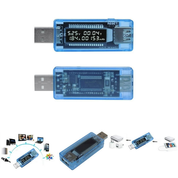 Cheers.US USB Current Meter Tester, Charger Capacity Power Bank Meter Ammeter Tool USB Current Voltage Tester