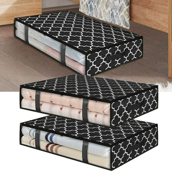 Cheers US Underbed Storage Bags Foldable Clothes Bag Large Capacity Storage Containers with Clear Window Reinforced Handles Zippered Organizer Non-Woven for Comforters Blankets Bedding