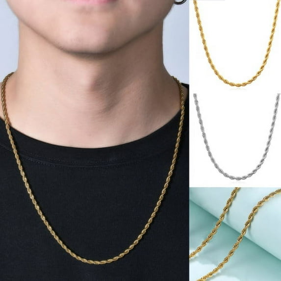 Cheers.US Unisex Casual Necklace Stainless Steel Men Women Necklace Electroplating Fine Workmanship Neck Twist Rope Chain