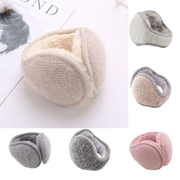 Cheers.US Unisex Warm Knit Earmuffs Furry Fleece Winter Ear Muffs Foldable Ear Covers Soft Pure Color Ear Warmer for Women Men Outdoor Activities