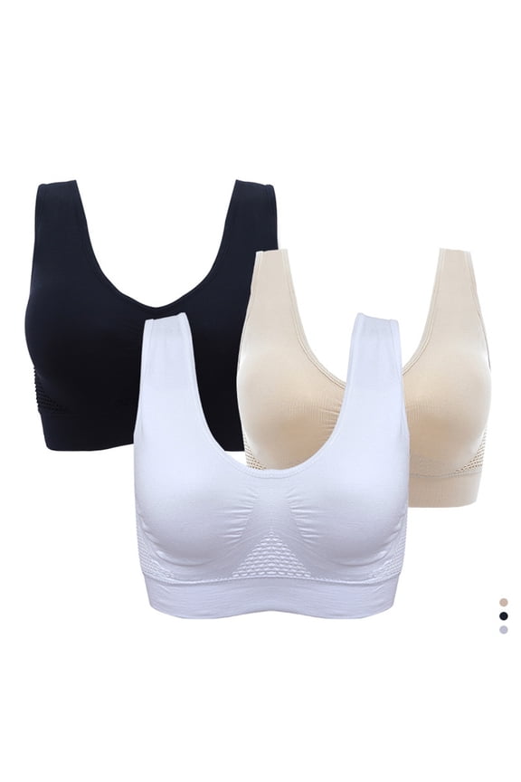 Vest Bra, Plus Size Shockproof Breathable Wireless Push-up Nylon Sport Underwear for Women Female