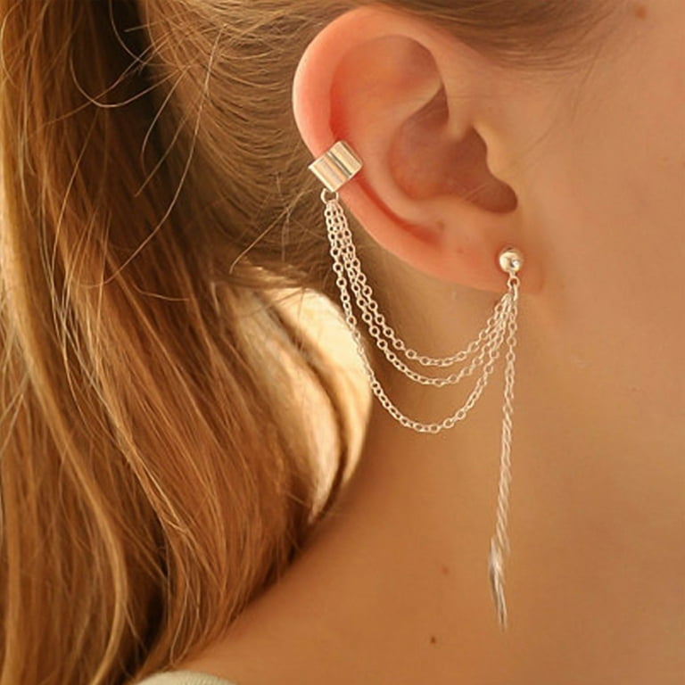 long chain ear cuff earrings