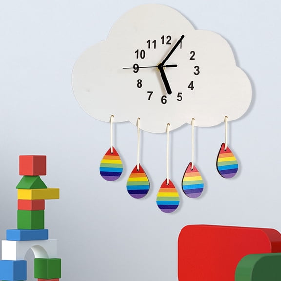 Cheers US Wall Clock Cute Decorative Cloud Shape Wall Watch Mirror Quartz Clock Silent Without Battery for Kids Nursery Room Bedroom Living Room