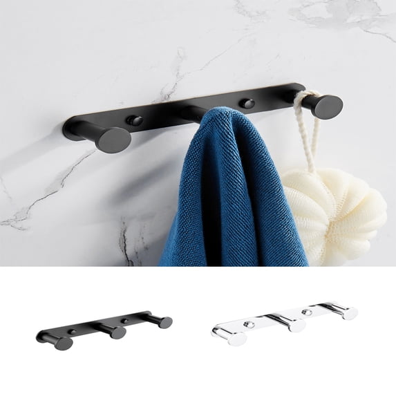 Cheers.US Wall Mounted Coat Robe Hat Hook Hanger Towel Rack Stainless Steel of Three Hooks