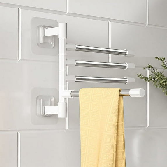 Cheers.US Wall Mounted Towel Bar, Swivel Towel Rack Stainless Steel Towel Hanger 180° Rotation Space Saving Towel Racks for Bathroom