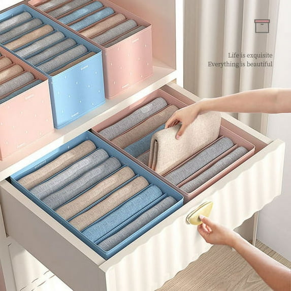 Cheers.US Wardrobe Clothes Organizer Closet Organizers Clothes Bedroom Drawer 7 Grids Foldable Box for Clothing Jeans T-shirts