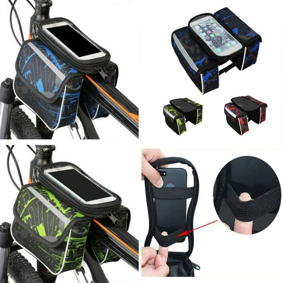 Cheers US Waterproof Bike Phone Mount Bags Bicycle Front Frame Bag Waterproof Bike Pouch Bag Top Tube Frame Pannier Mobile Phone Holder Bike Bag