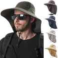 thumbnail image 1 of PULMCheerger Waterproof Breathable Outdoor Sun Hat for Men with 50+ UPF Protection Safari Cap Wide Brim Fishing Hat with Neck Flap, 1 of 7