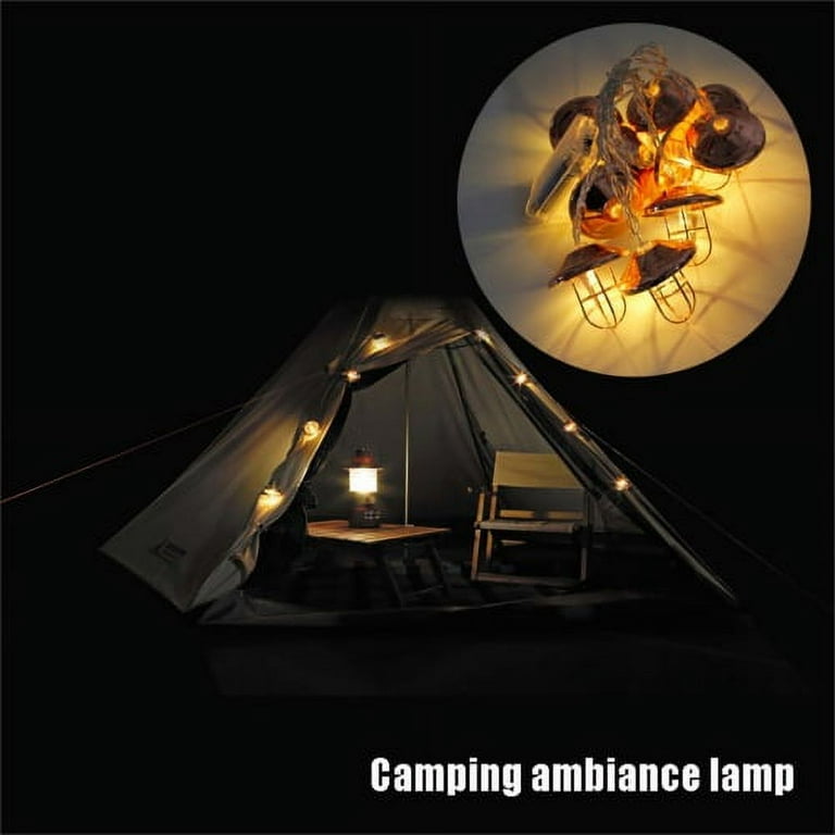 Cheers.US Waterproof LED Outdoor String Light Iron Camp String Lights  Hanging Design Wear Resistant LED String Lights for Camping Backyard 