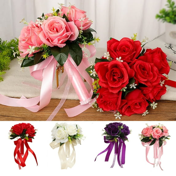 Cheers.US Wedding Romantic Bouquet Bride Bridal Bouquets Bridesmaid Bouquet Artificial Flowers Valentine's Day Confession Party Church
