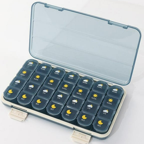 Cheers US Weekly Pill Organizer,3-Times-A-Day 7 Day Pill Box Large Compartments Moisture-Proof Pill Case Medication Reminder Portable Travel Container for Vitamins Fish Oil Compartments