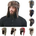 thumbnail image 1 of Cheers.US Winter Hat Knit Plush Lined Trapper Hat and Windproof Waterproof Ski Touchscreen Unisex Hat Solid Color Lining Autumn Winter Warm Cap for Riding, 1 of 8