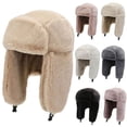 thumbnail image 1 of Cheers.US Winter Outdoor Sports Visor Beanie with Earflaps Knit Ski Hat Fleece Lined Skull Cap Women Hat Solid Color Buckle Autumn Winter Dome Warm Ear Flap Hat for Outdoor, 1 of 9