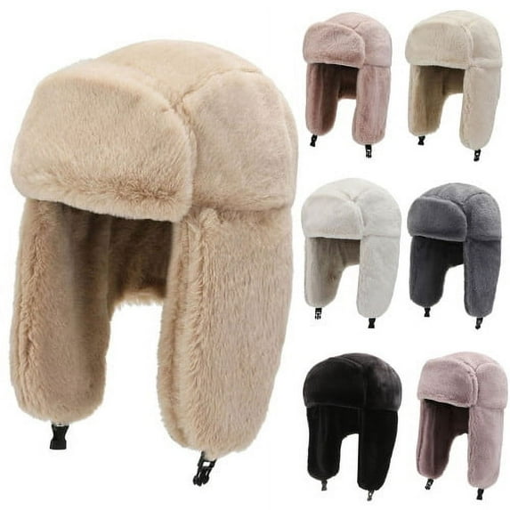 Cheers.US Winter Outdoor Sports Visor Beanie with Earflaps Knit Ski Hat Fleece Lined Skull Cap Women Hat Solid Color Buckle Autumn Winter Dome Warm Ear Flap Hat for Outdoor