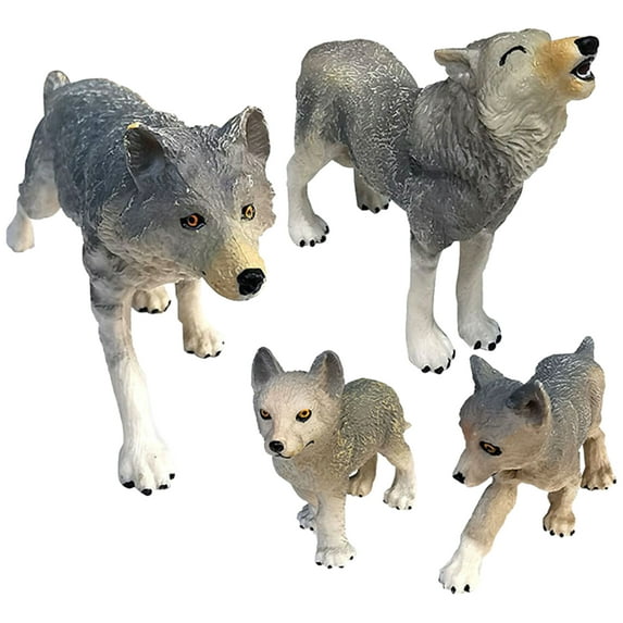Cheers.US Wolf Figurines Toys Pups Wolf Figurines Smell-less Eco-friendly Preschool Educational Different Postures Wolf Family Figures for Home