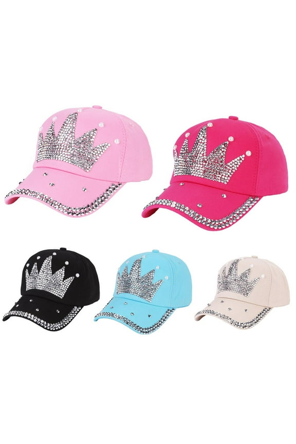 Women Baseball Cap Flower Snapback Rhinestone Sun Hats Adjustable Denim Jeans Hat