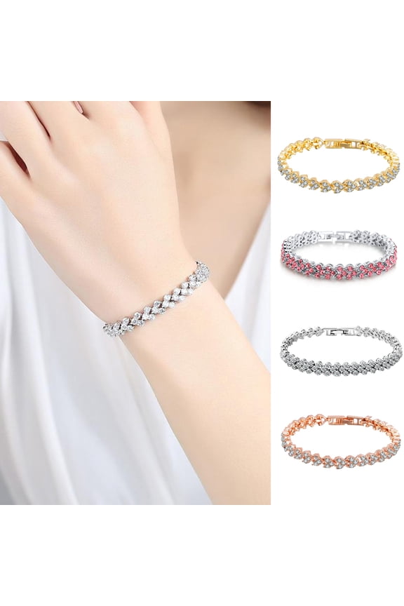 Women Fashion Full Rhinestone Inlaid Bracelet Bangle Wedding Party Jewelry Gift