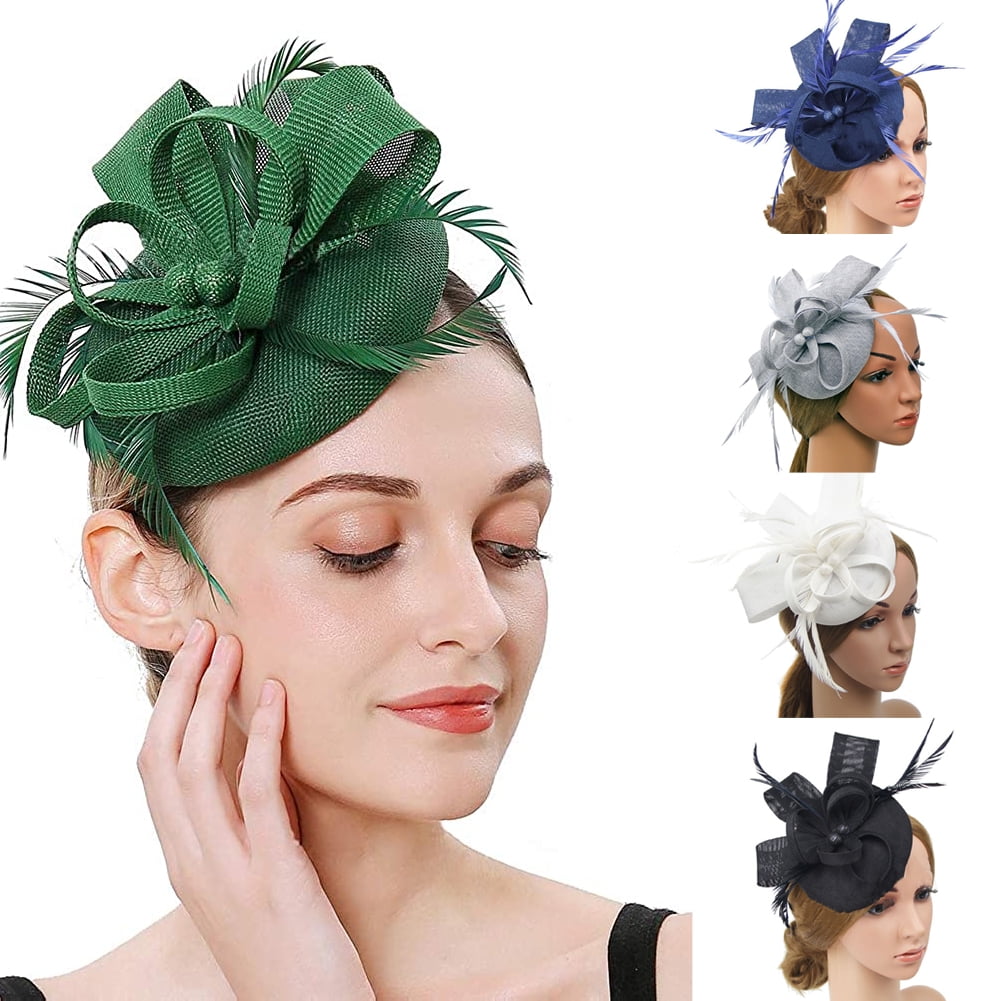 Mini Beret Cheers.US Women Faux Feather Fascinator Hat Net Yarn Hat Shape Bow Mesh ...