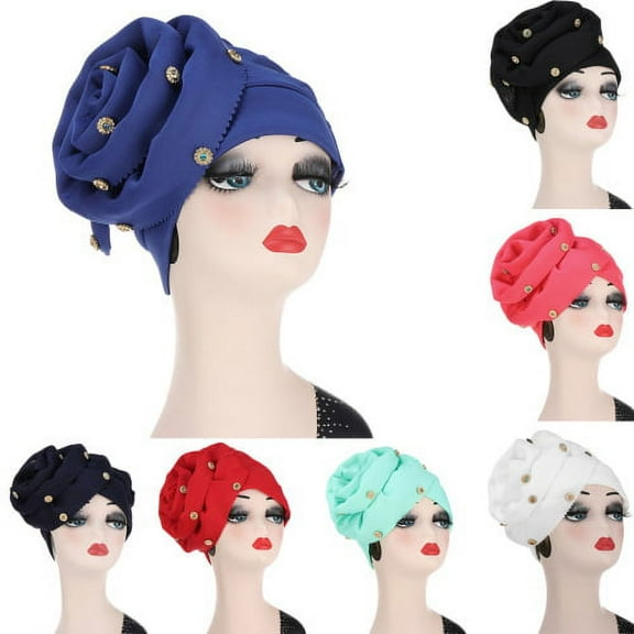 Cheers.US Women Flower Elastic Turban Beanie Head Scarf wrap Chemo Cap hat for Cancer Patient