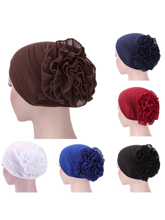 Women Flower Elastic Turban Beanie Head Scarf wrap Chemo Cap hat for Cancer Patient