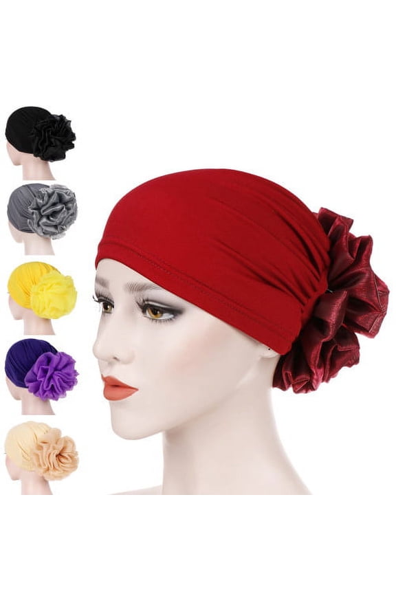 Women Flower Elastic Turban Beanie Head Wrap Chemo Cap Hat