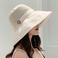 thumbnail image 1 of Cheers.US Women Girls Lady Floral Interior Button Decor Large Wide Brim Sun Hat Outdoor Bucket Beach Sun Cap with Chin Strap, 1 of 6