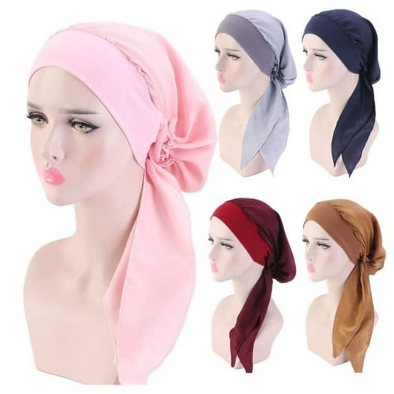 Cheers.US Women Headwear Turbans Silky Head Scarf with Wide Band Printed Sleeping Hat Bonnet Hair Cover