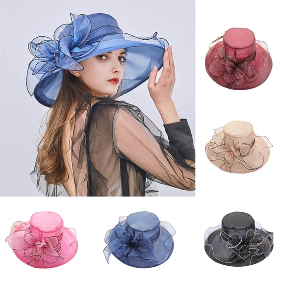 Cheers.US Women Ladies Girls Floral Organza Wide Brim Church Kentcky Derby Fascinator Tea Party Sun Hat