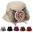 thumbnail image 1 of Cheers.US Women Ladies Girls Polka Dot Mesh Flower Bowler Vintage Bucket Hat Outdoor Sun Visor Basin Wedding Party Hat Tea Cap, 1 of 7