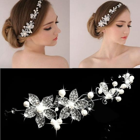Cheers.US Women Lady Girls Fashion Rhinestone Flower Wedding Bridal Party Headband Headdress Tiara Headpiece Jewelry for Bridesmaid and Flower Girls