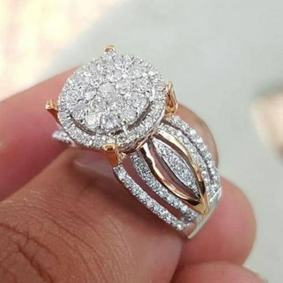 Cheers.US Women Ring Multi Layers Circlet Rhinestone Inlaid Ring for Wedding Band Engagement Wedding