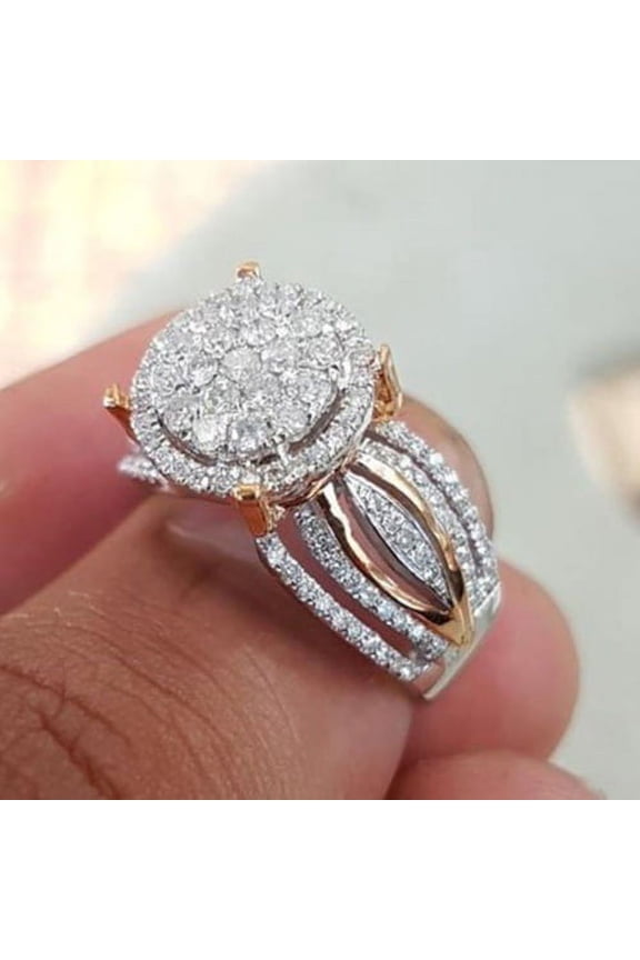 Women Ring Multi Layers Circlet Rhinestone Inlaid Ring for Wedding Band Engagement Wedding