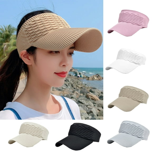 Cheers.US Women Sun Visor Hat for Women Knitted Hats Elastic Sports Hat Empty Top Quick Drying Hat