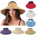 thumbnail image 1 of Cheers.US Women Sun Visor Hats Beach - Foldable Roll Up Wide Brim Bowknot Summer Straw Hat Cap Cruise wear for Womens, 1 of 2