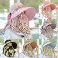thumbnail image 1 of Cheers.US Women Sun Wide Brim UV Protection Fishing Hats Foldable Ponytail Summer Hat with Detachable Flap, 1 of 7