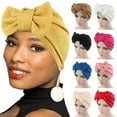 thumbnail image 1 of Cheers.US Women Turban African Bowknot Headwrap Pre-Tied Bonnet Chemo Cap Hair Loss Hat, 1 of 4