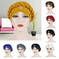 thumbnail image 1 of Cheers.US Women Turban Braid Headscarf Braid Turban Cap Pre Tied Twisted Braid Hair Covered Wrap Hat, 1 of 3