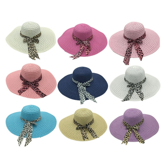Cheers.US Women's Big Brim Sun Hat Floppy Foldable Bowknot Grass Hat Summer Beach Hat