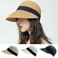 thumbnail image 1 of Cheers.US Women's Casual Straw Sun Hat Equestrian Cap Summer Travel Outdoor Straw Sun Visor Cap Baseball Cap, 1 of 7