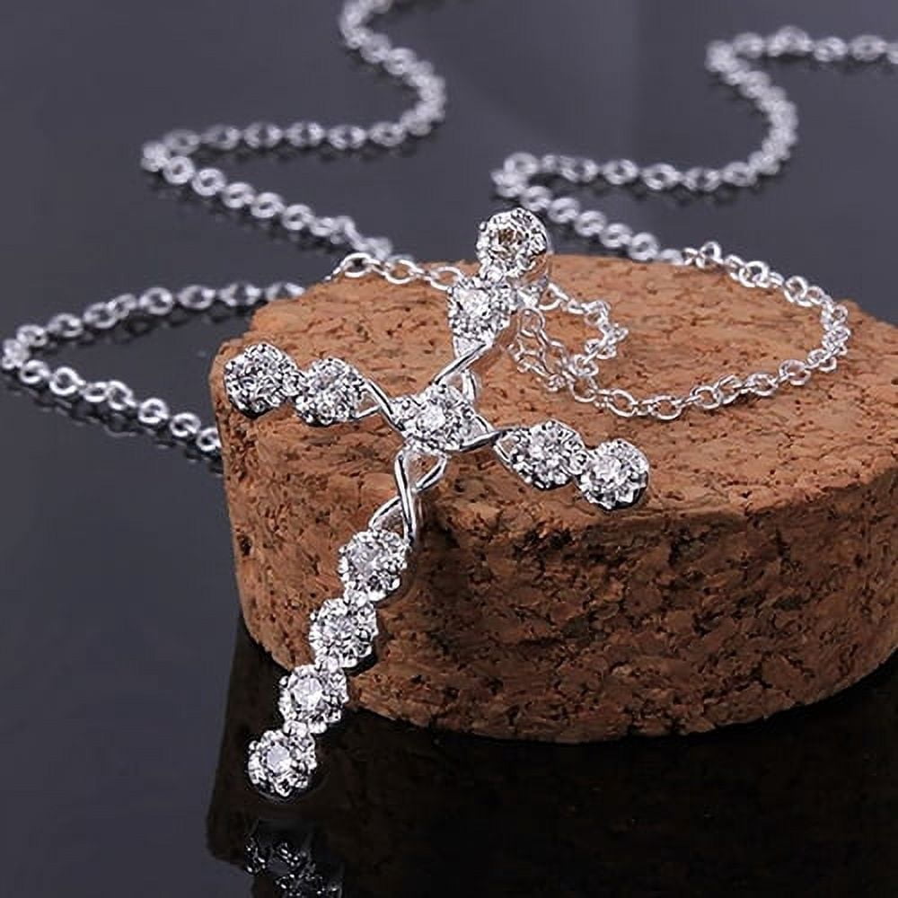 Cheers.US Infinity Cross Fashion Jewelry Necklace 925 Sterling Silver Plated