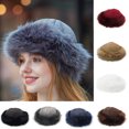 thumbnail image 1 of Cheers.US Women's Faux Fur Hat for Winter with Stretch Cossack Russian Style White Warm Cap Mongolian Faux Fur Suede Fluffy Beanie Warm Thick Hat Snow Cap, 1 of 7