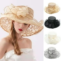 Cheers.US Women’s Foldable Hot Stamping Sequins Organza Church Kentcky Derby Tea Party Wedding Fascinator Hat UV-Anti Wide Brim Sun Hats