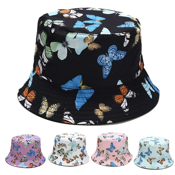 Cheers.US Womens Bucket Hat Butterfly Print Hat Sun Protection Outdoor Cap for Women