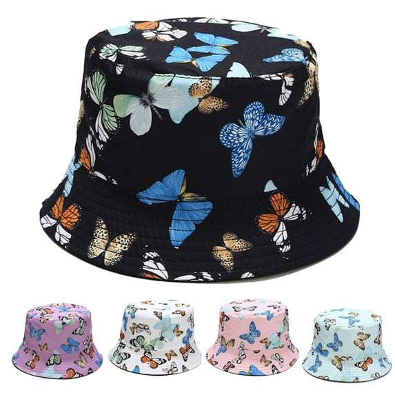 Cheers.US Womens Bucket Hat Butterfly Print Hat Sun Protection Outdoor Cap for Women