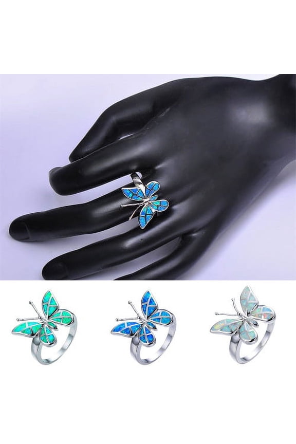 Womens Fashion Personalized Butterfly Simple Rhinestone Butterflies Ring Jewelry Accessaries