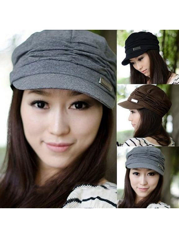 Womens Peaked Newsboy Cap for Women Soft Cotton Women Hats with Visor Rib Baker Boy Turban Chemo Baggy Beanie