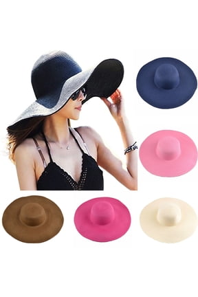 Womens Straw Hat Foldable Beach Sun Hat Roll up Large Floppy Beach Hats