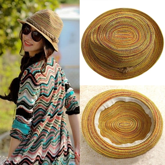 Cheers.US Womens Straw Hat Sun Hat for Women Beach Cap Summer Hats UV Protection