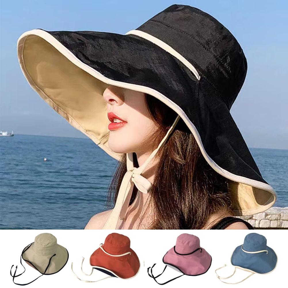 Cheers.US Womens Sun Hats Wide Brim Summer Beach Bucket Caps  display picture 3